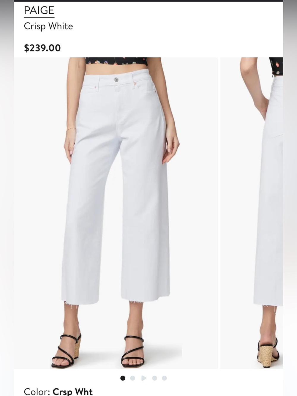 PAIGE Anessa Wide Leg Crop Jeans White Raw Hem NWT 29 - Picture 12 of 12